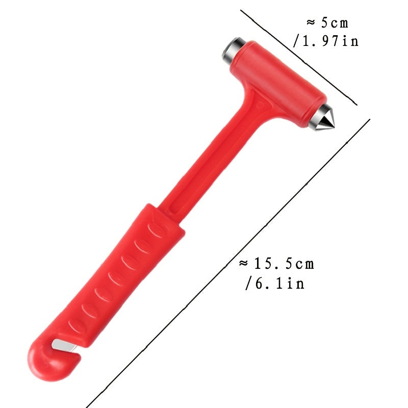 Multifunctional Safety Hammer for Emergency Window Breakage Red Metal Plastic