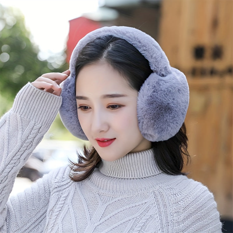 Velour Winter Earmuffs for Adults Soft Foldable Ear Warmers Cold Weather