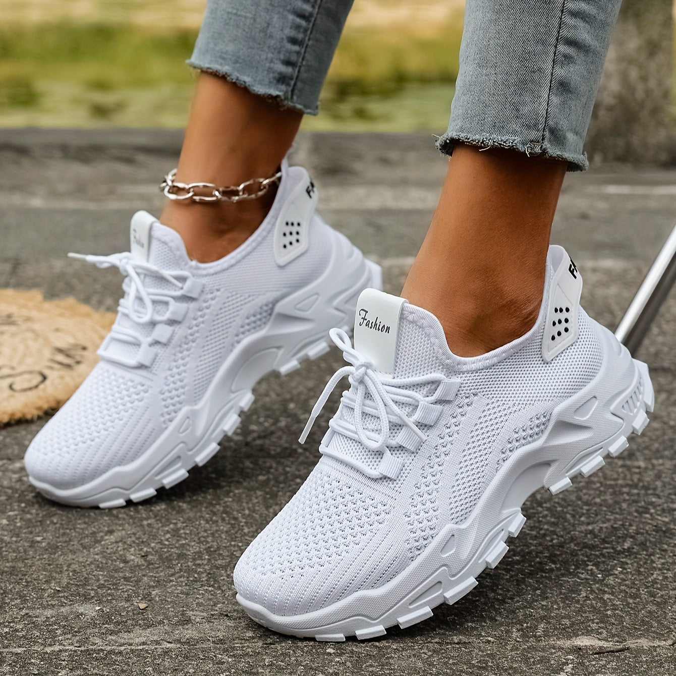 Women’s Breathable Mesh Athletic Sneakers with Airplane Pull Strap