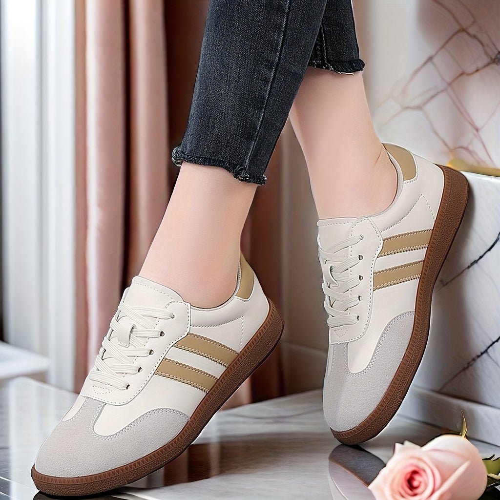Women's Colorblock Lace-Up Sneakers with Soft Platform Sole for Casual Walking