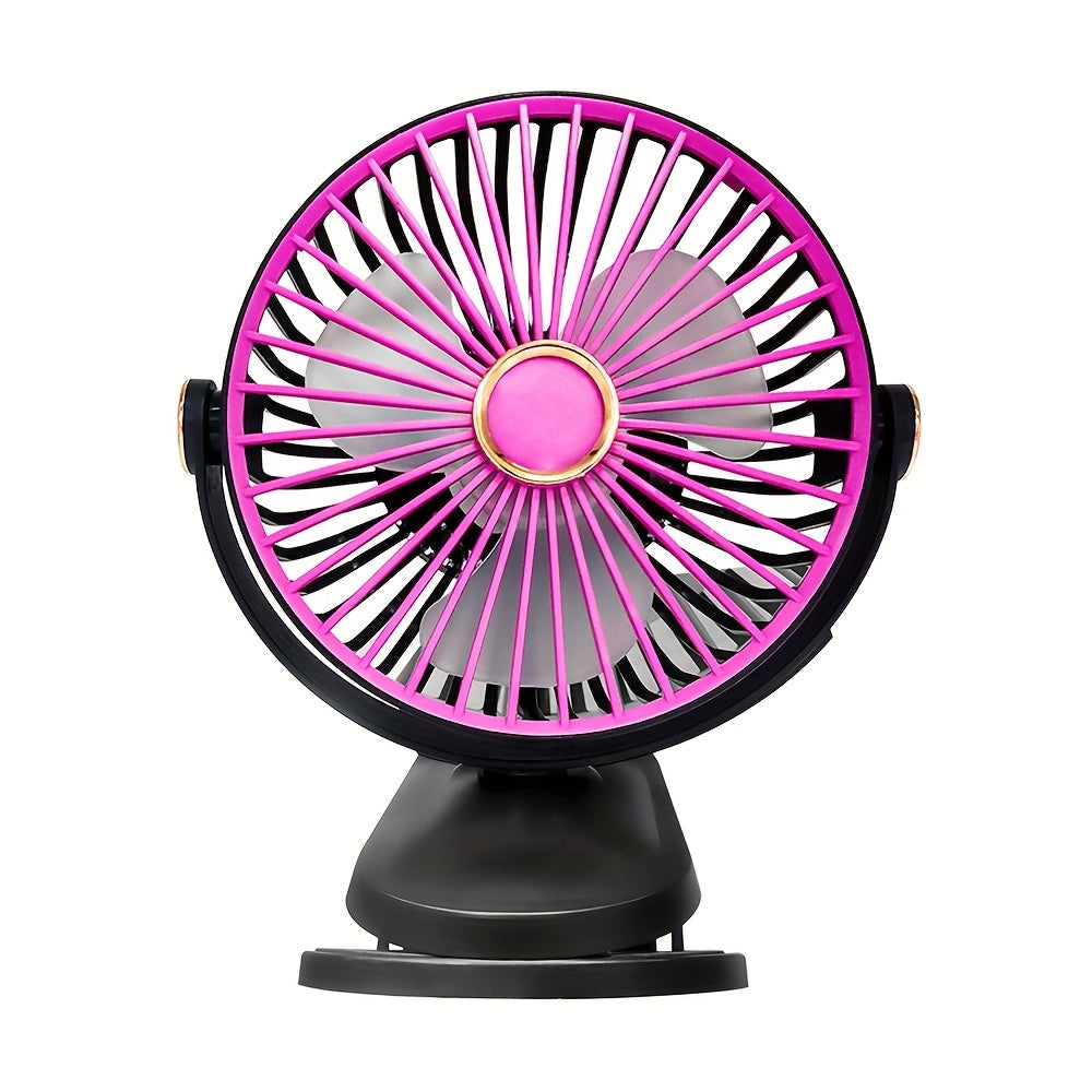 Portable Clip Fan with 2000mAh Rechargeable Battery and LED Light for Camping and Night Use