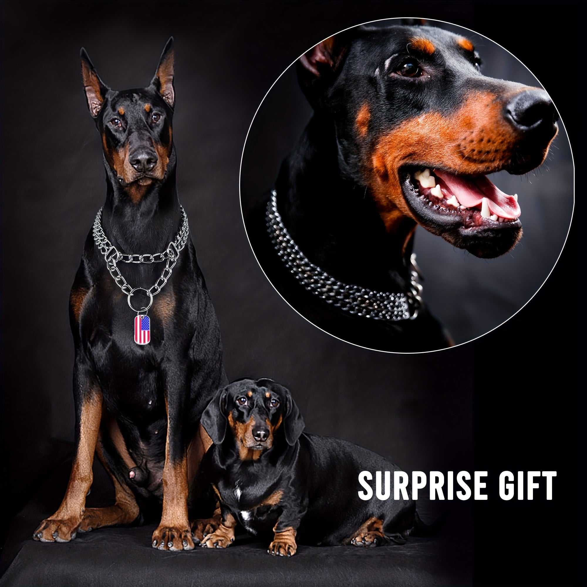 Adjustable Stainless Steel Cuban Link Dog Collar for Large Small Medium Chew Proof