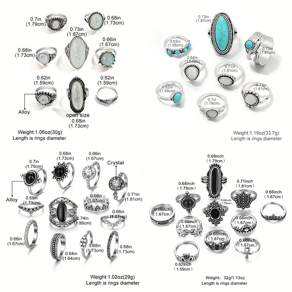 Juego de 39 anillos bohemios apilados para mujer, joyería de moda retro