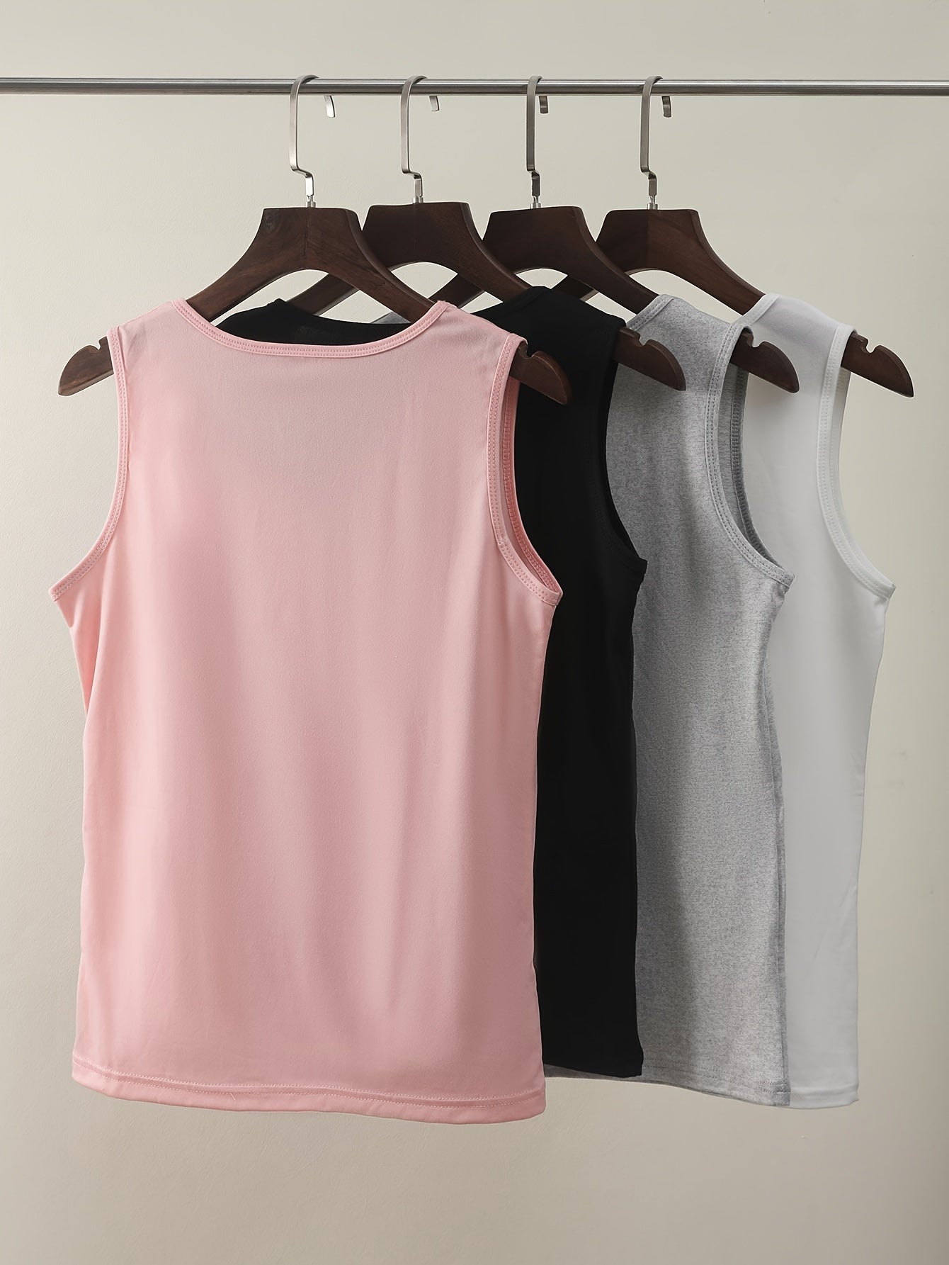 Women's Solid Color Camisoles 4-Pack Polyamide-Spandex Vests Adult Sizes