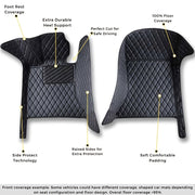 Custom Car Floor Mats Faux Leather Black Red Stitching for Model 3