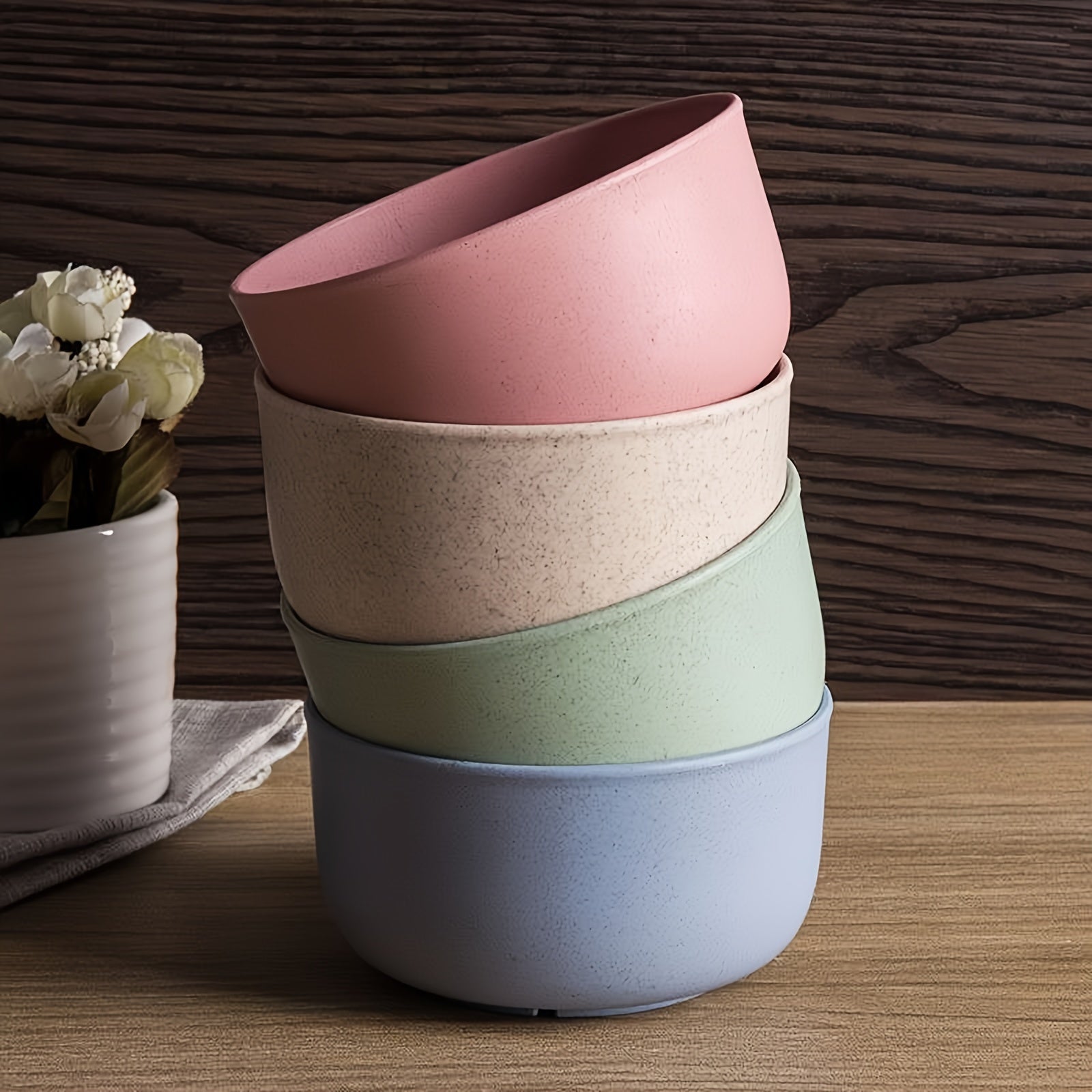 4-Piece Plastic Tableware Set Reusable Bowls for Dining, Camping, Picnic