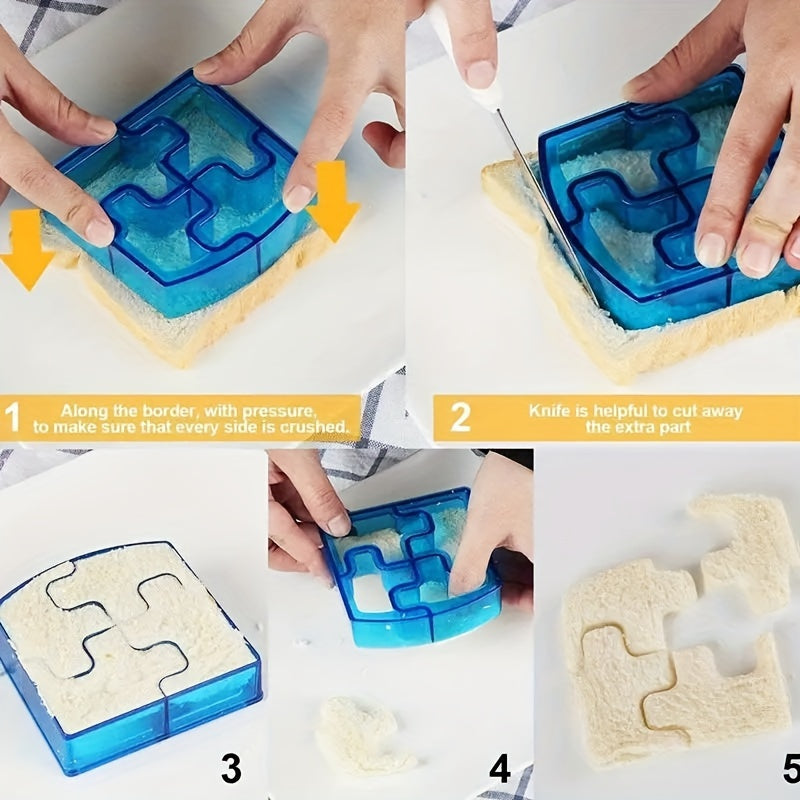 Set of 4 Cartoon Sandwich Cutters and Sealers Food-Grade Plastic Molds for Kids Lunches