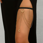 Пляжная цепочка для бедра с многоуровневым кисточкой и дизайном сердца с луной, идеально подходящая для европейского и американского стиля.