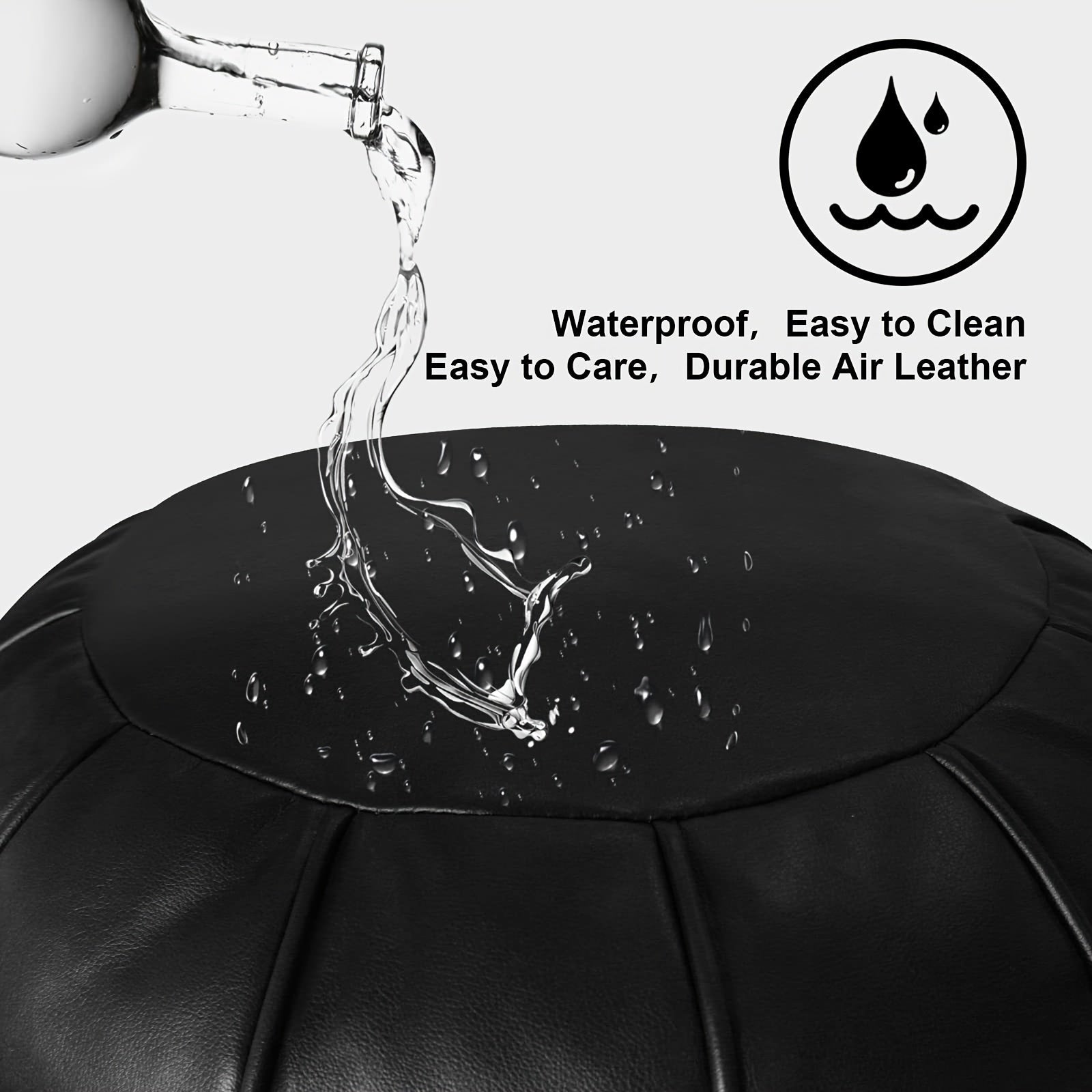 Handmade Moroccan Style Faux Leather Ottoman Pouf Cover Soft Storage Seat Cushion