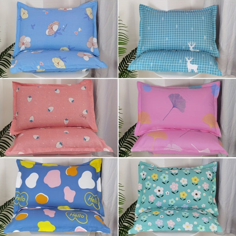 Superfine Fiber Pillowcases Set of 2 with Floral Designs, Easy to Clean, Airy