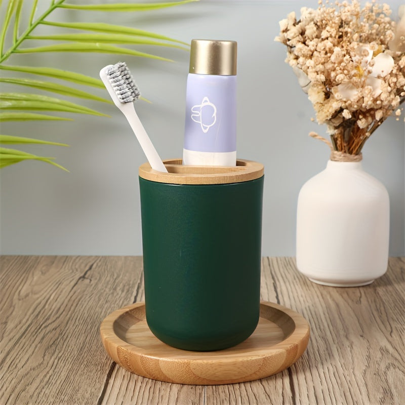 4-Piece Bathroom Toiletries Set with 350ml Bamboo Covers