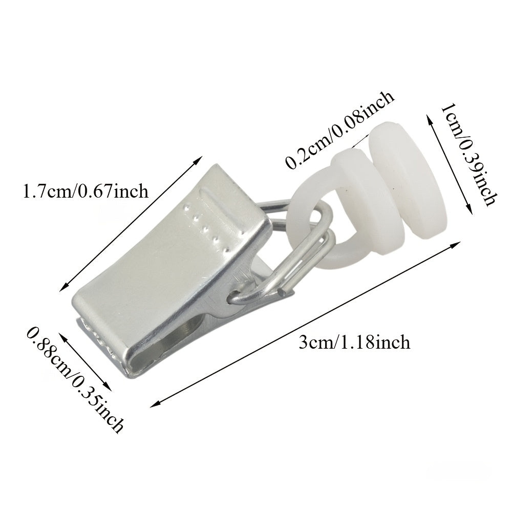 Set of 30 Plastic Curtain Pulley Clips with Track Hardware and Matching Clips