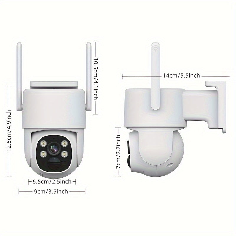 Wireless Solar Security Camera 1440p 360° View Night Vision Motion Detection PTZ Waterproof