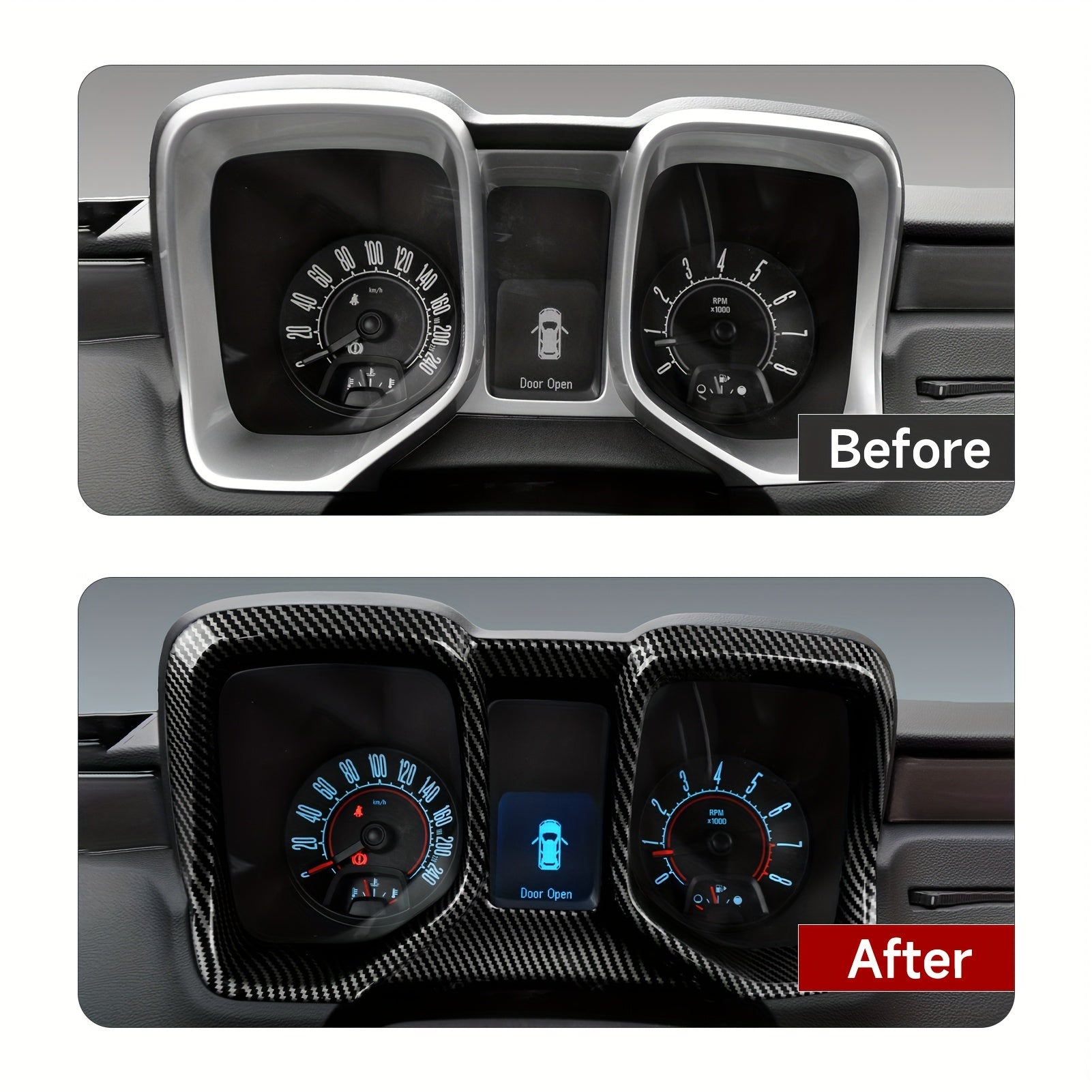 Car Dashboard Instrument Panel Cover ABS Carbon Fiber Trim Sticker for Camaro 2010-2015