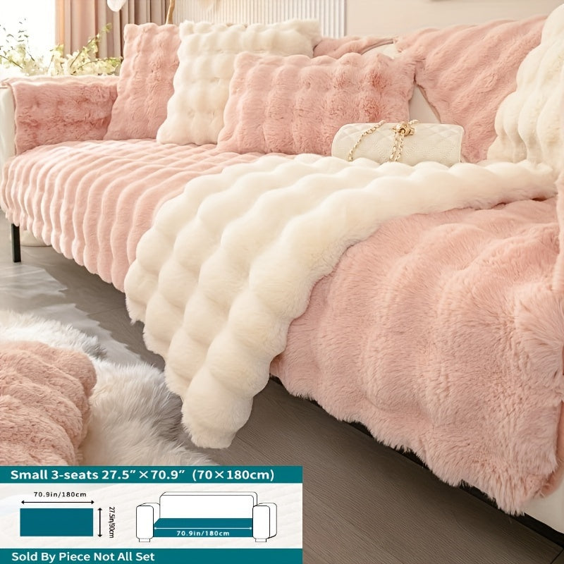 Winter Plush Sofa Cover Anti-Slip Dustproof Slipcover for Couch Living Room Bedroom