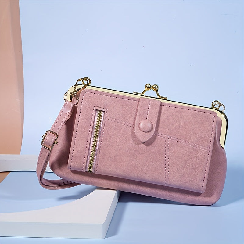 Women's Crossbody Bag 2024 Faux Leather Vintage Shoulder Bag with Multi-Card Wallet Black