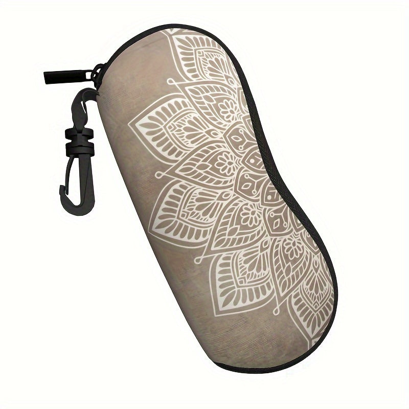 Men's and Women's Glasses Case Brown Beige Mandala Print Zipper Storage Travel