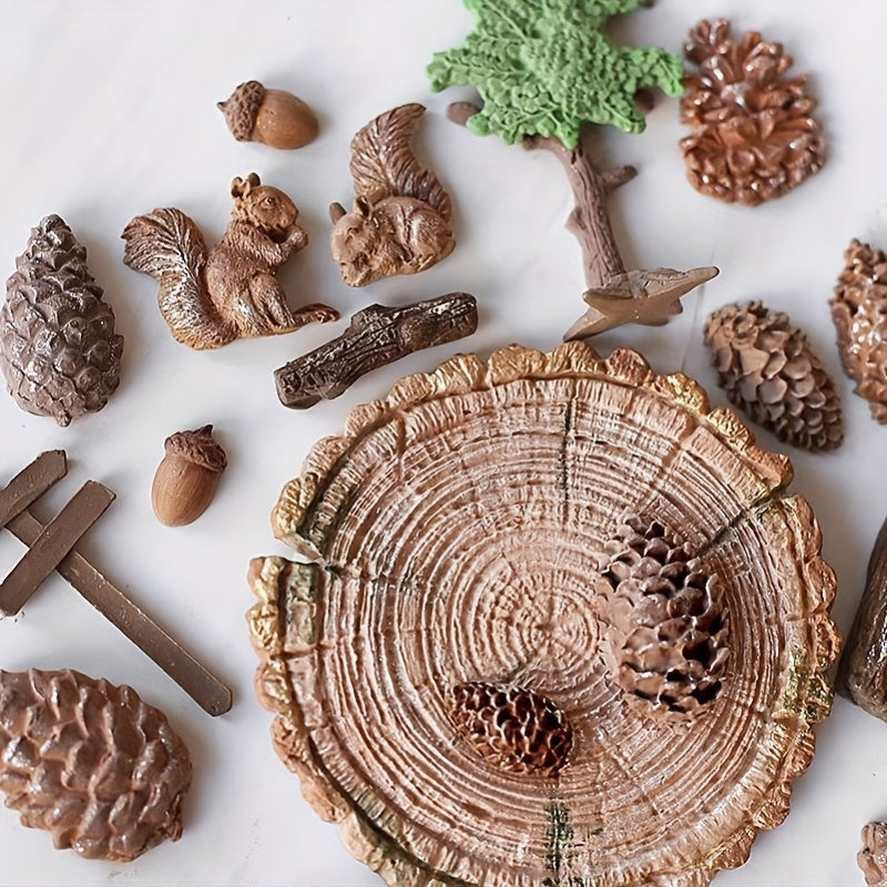 Forest Silicone Mold for Candies, Fondants, and Biscuits with Squirrel and Mushroom Shapes