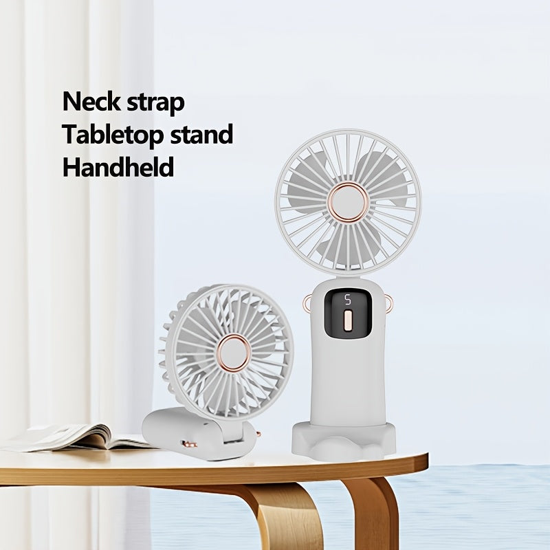 Rechargeable USB Handheld Fan with Foldable Neck, Quiet Operation, High-Velocity Cooling
