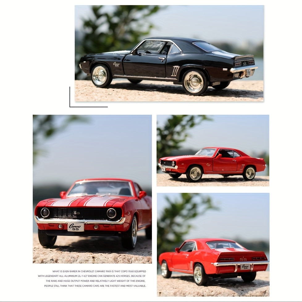 Kids Toy Car 1:36 Scale Alloy Pull-Back Double Door Red Black