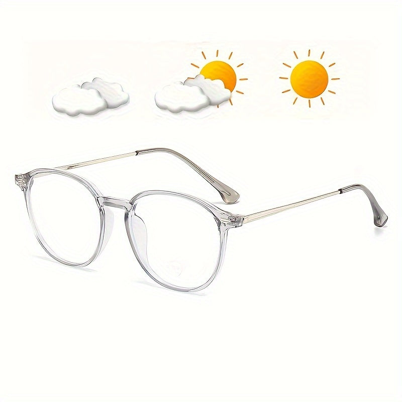 Anti-Blue Light Flat Glasses Frame Ultra-Light Oval Color-Changing