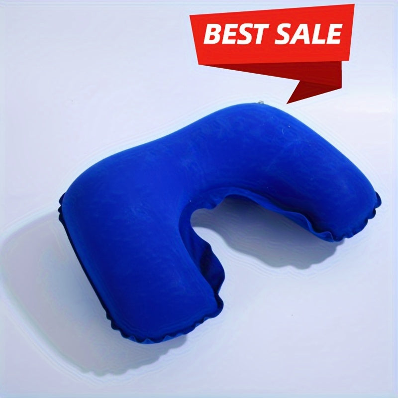 Inflatable Travel Neck Pillow U-Shaped Plush Washable Cover for Car Sleep