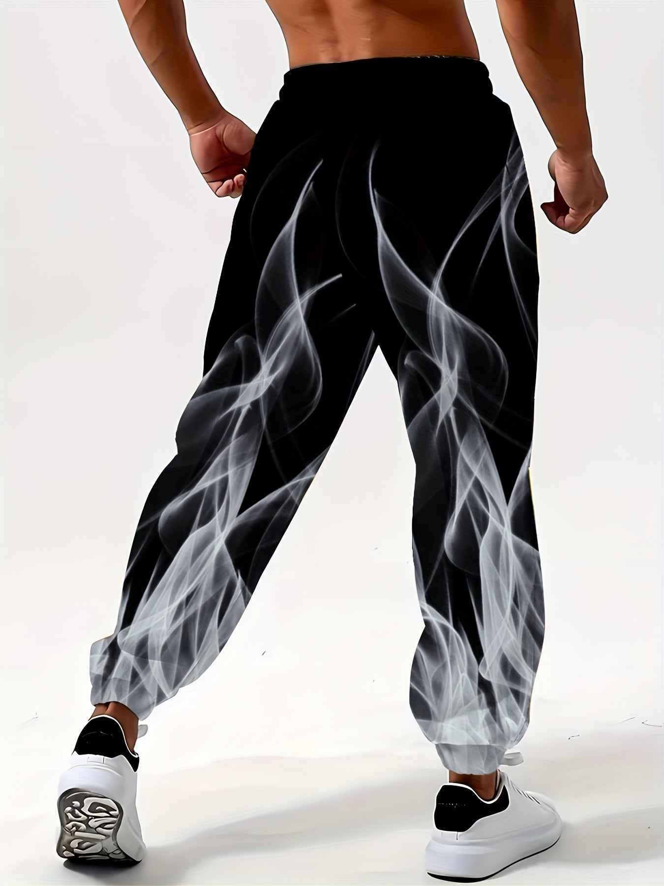 Мужские спортивные штаны большого размера с дышащей тканью, эластичным поясом на шнурке и рельефным принтом для спорта, бега и отдыха