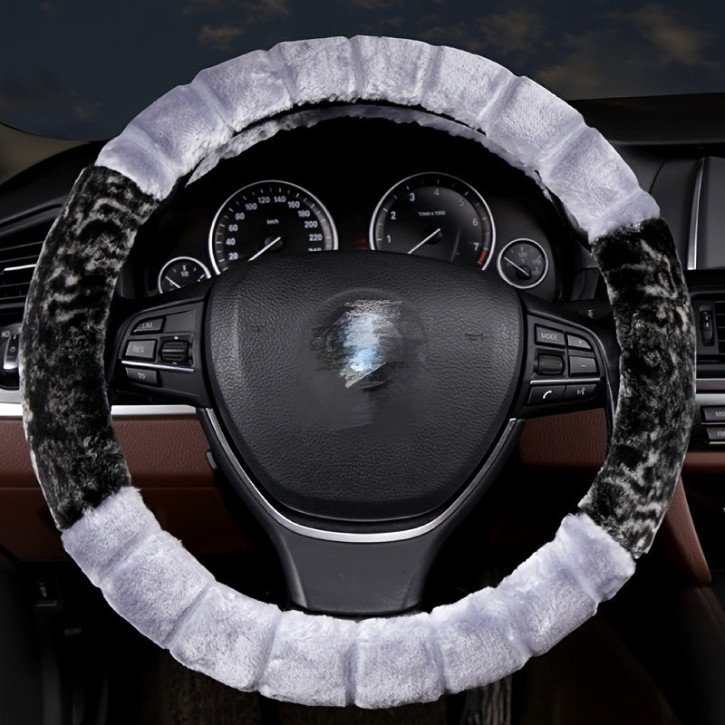 Cubierta de volante de invierno de felpa para unisex, protector térmico antideslizante para coche