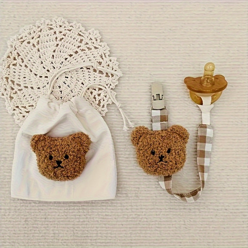 Baby Pacifier Clip for Newborns Cute Bear Design Universal Diameter Mixed Color