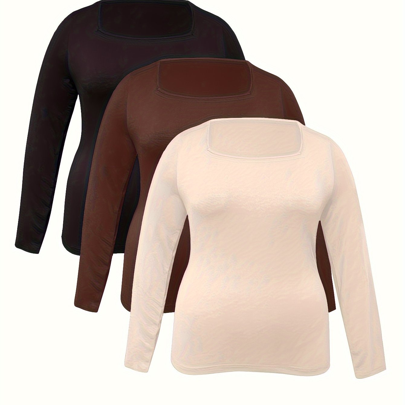 Women's Cotton Square Neck Slim Fit Bodysuit Set 3 Pack