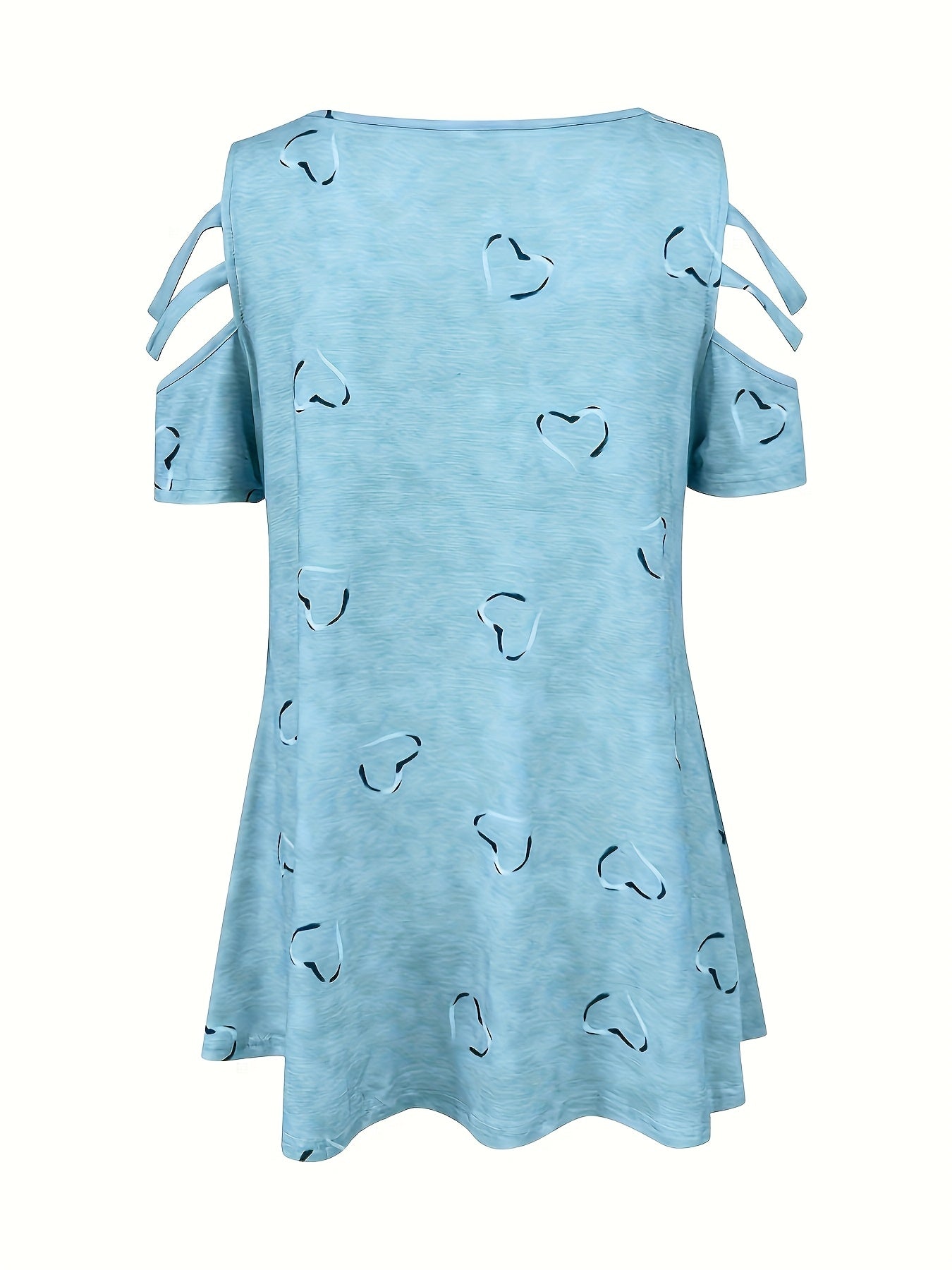 Camisetas casuales de mujer con cuello en V y detalle de cremallera, estampado de corazón, ligeras