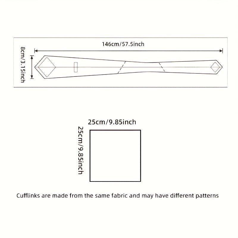 Men's Striped Necktie Cufflink Handkerchief Set for Business and Gifting