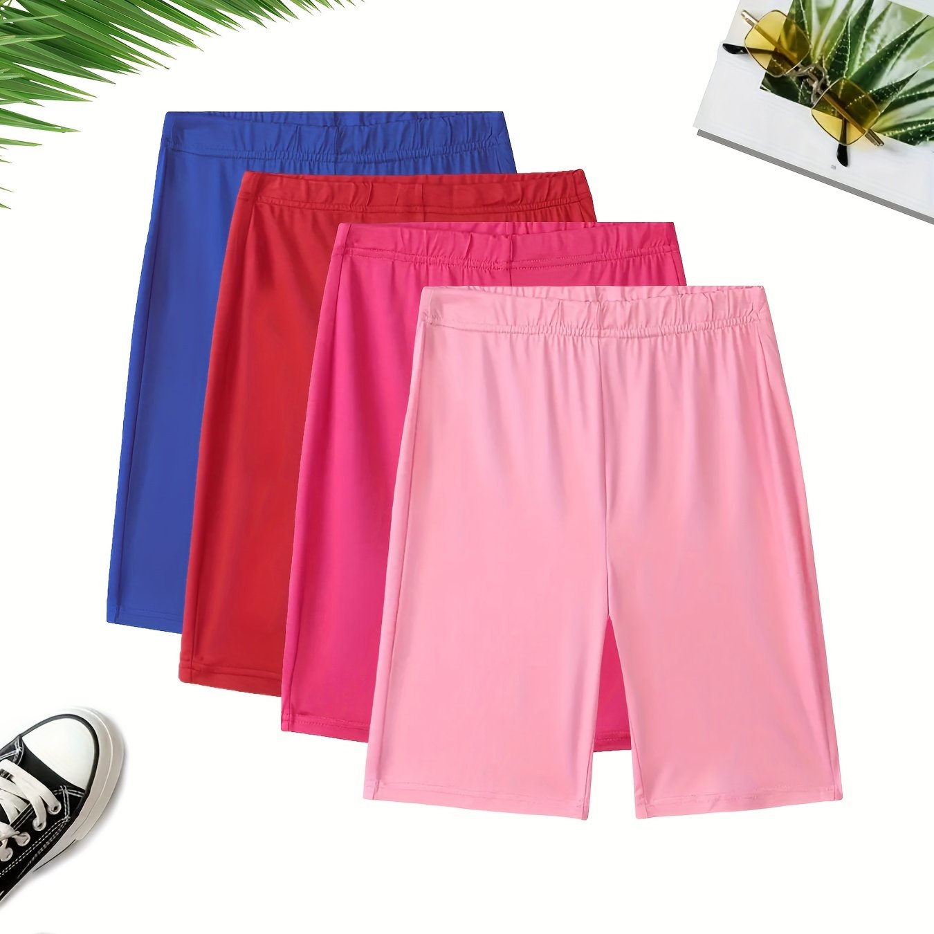 Women's Casual Sports Shorts Set Four Pieces Breathable Athletic Wear