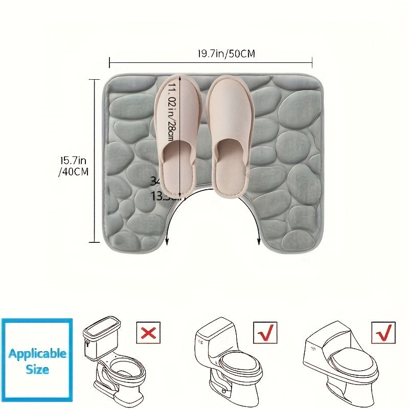 U-Shaped Foam Bath Rug Non-Slip Absorbent Washable Bathroom Decor