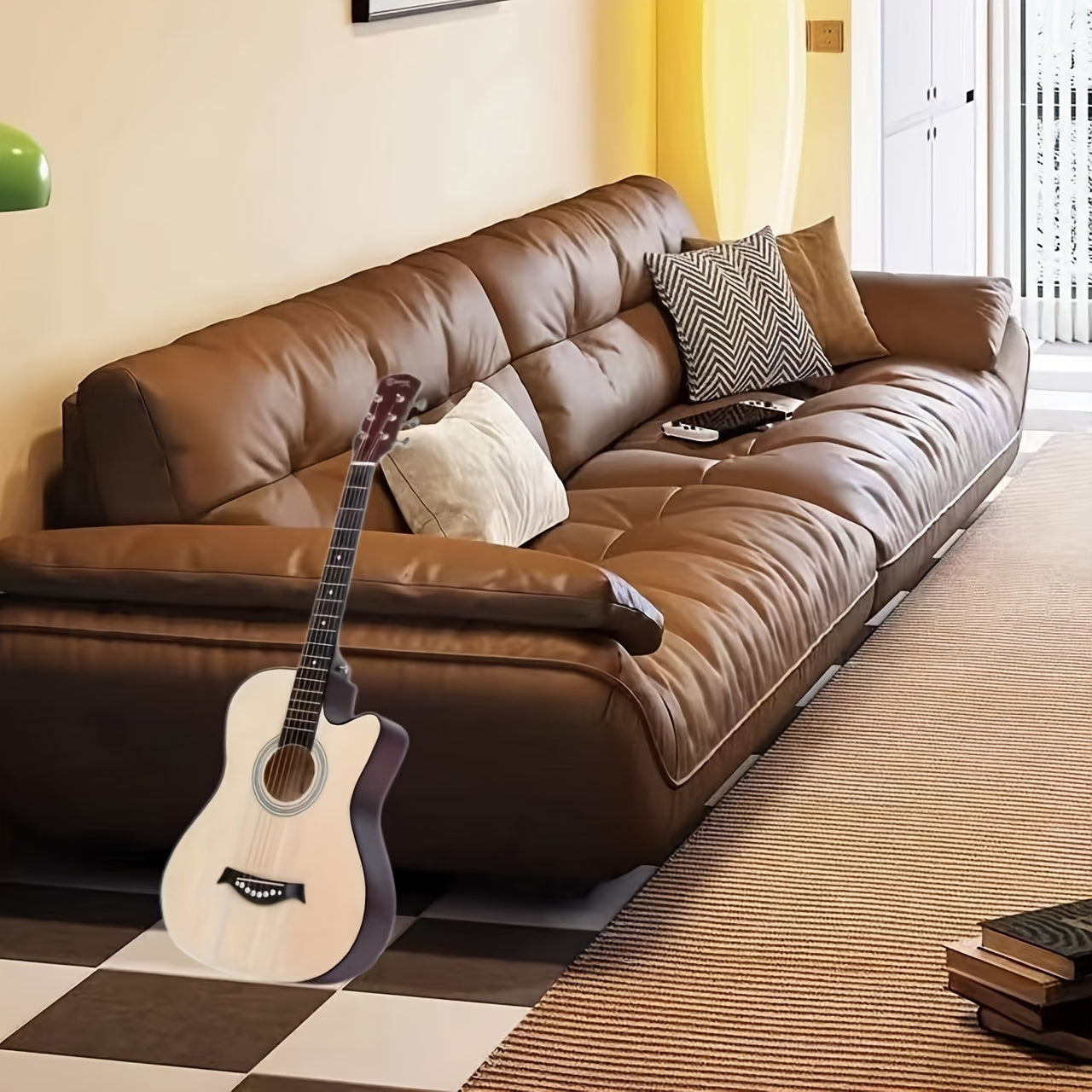 37.8-Inch Classical Acoustic Guitar Larch Body Burgundy for Beginners to Intermediate