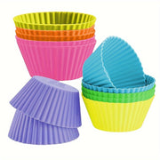 Set of 12 Silicone Muffin Cups Teal Green Pink 7.01cm Reusable Baking Liners