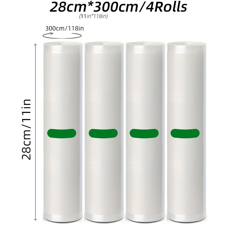 Vacuum Sealer Rolls 4 Pack 3m Textured BPA-Free for Meat Veggie Fruit Storage