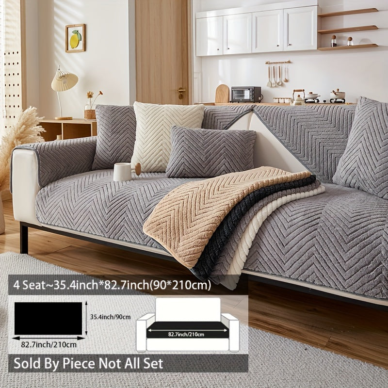 Zamonaviy plush divan qopqog'i, sirpanishga qarshi, itlarga mos, dog'larga chidamli polyester