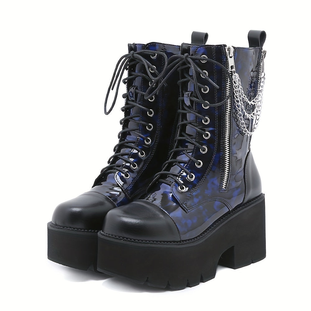 Женские ботинки на каблуке в стиле combat из кожи с молнией, Sugar Punk, осень, всесезонные