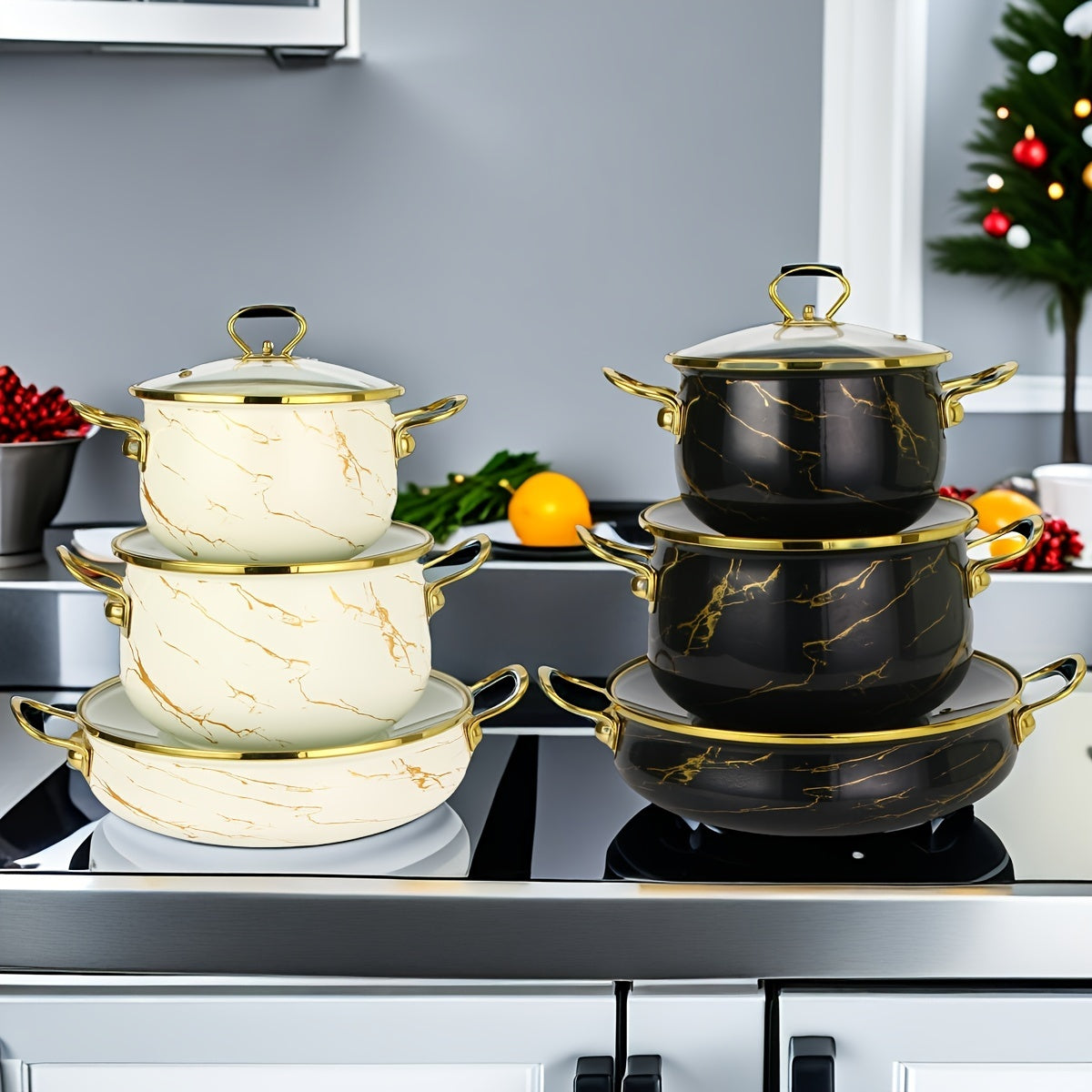 Katta hajmdagi emallangan qozon sho‘rva, sho‘rva, dengiz mahsulotlari va guruch pishirish uchun