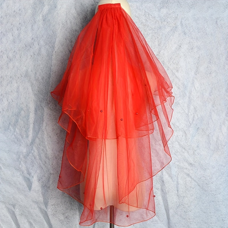 Ayollar uchun to'y soch aksessuari uchun faux marjon to'y tikanli vail, turli ranglarda