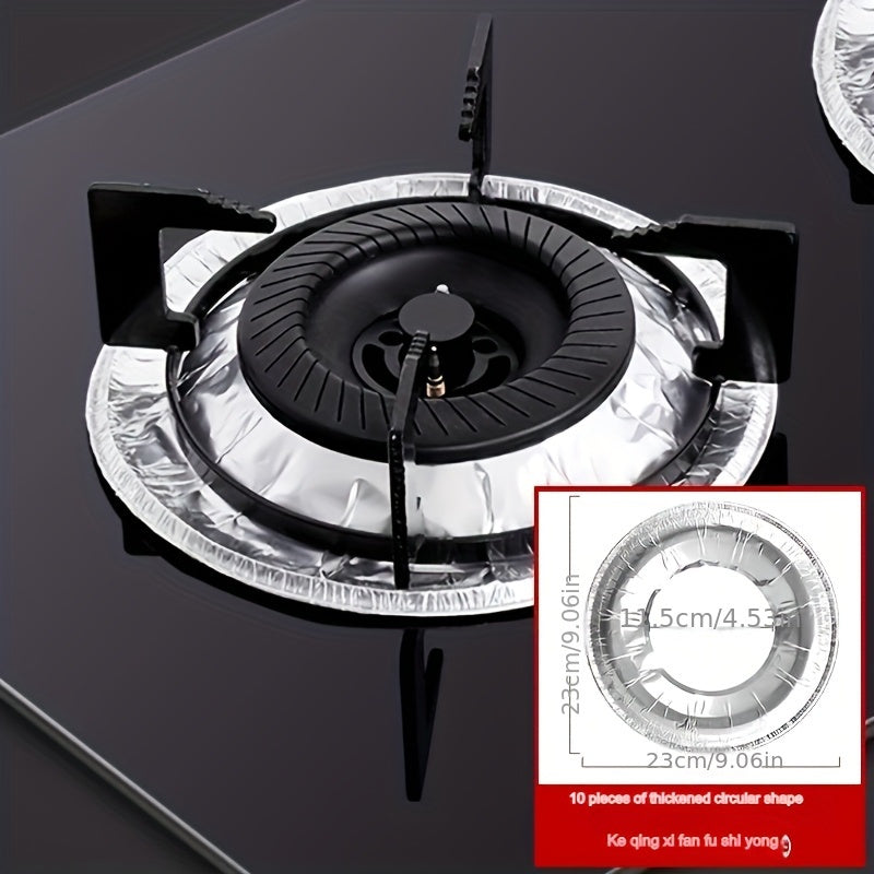 Round Gas Stove Oil-Proof Mat with Tin Paper Protective Pad and Aluminum Foil Sticker