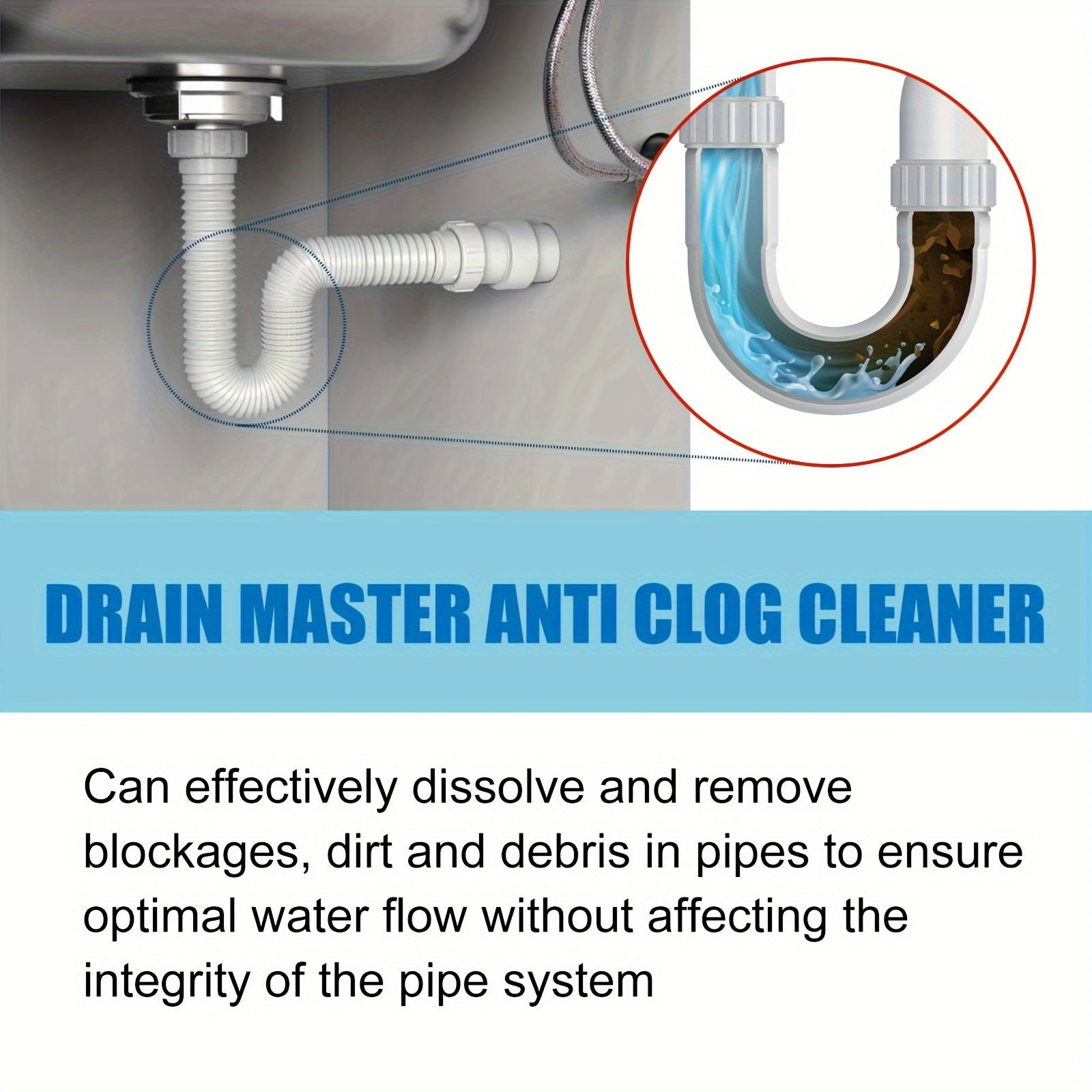 Drain Cleaner 1L Anti-Clog Foaming Pipe Unclogger for Kitchen Sink and Toilet