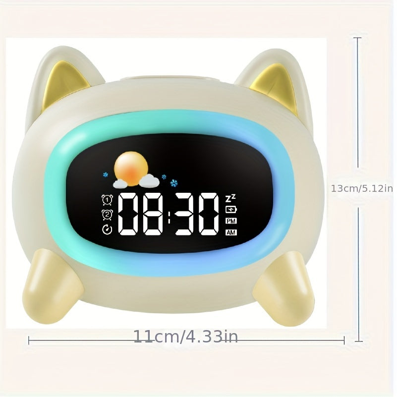 Yellow Cartoon Animal Alarm Clock for Kids Ages 3-8 with Night Light and Sleep Melodies
