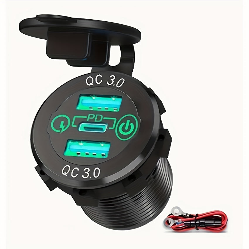 Dual USB Fast Charging Socket PD Type C QC3.0 Car Charger 12V 24V