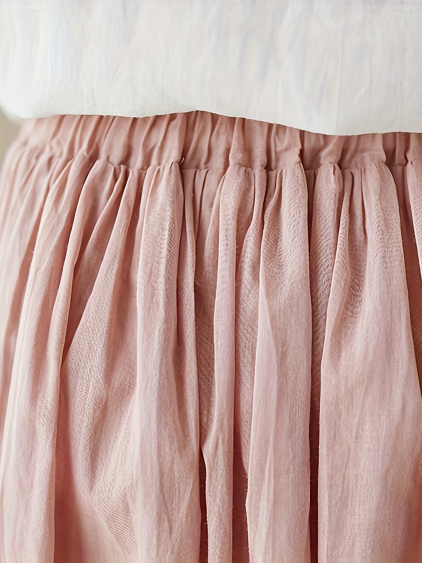 Plus Size Women's Elastic Waist Double Layer Midi Dress Spring Summer