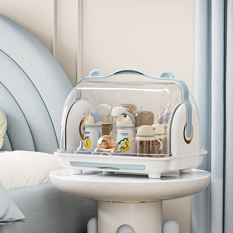 Child's Storage Organizer with Lid Dustproof Bottle Holder and Food Storage Rack