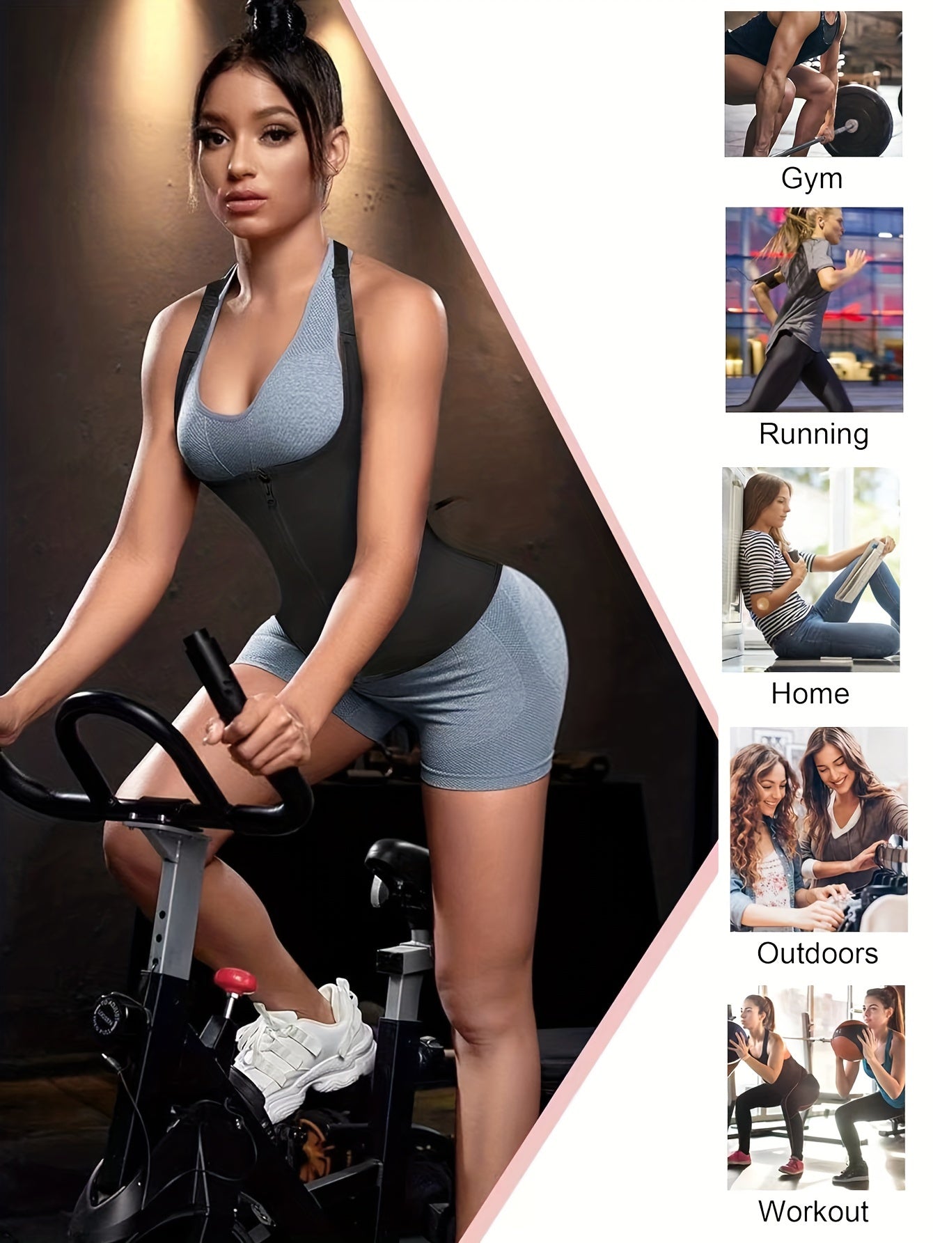 Women's Neoprene Body Shaping Corset Zipper Tank Top Sweat-Wicking Sculpting