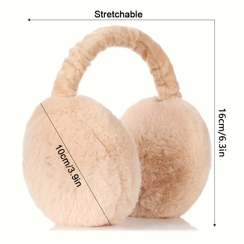 Plush Earmuffs for Winter Warmth Foldable Soft Fuzzy Polyester 1-Pack