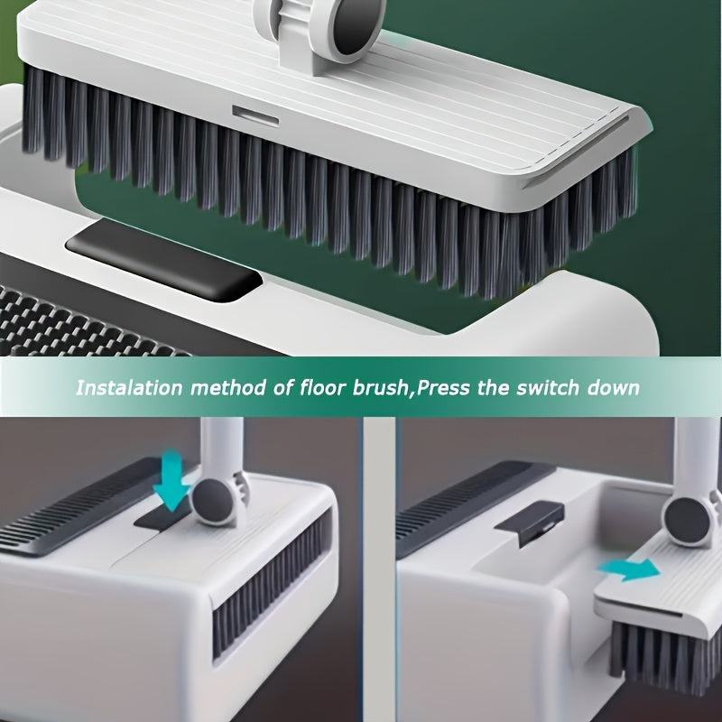 Escoba con cepillo y recogedor, plegable 3 en 1 con giro, cerdas suaves para pelo de mascotas
